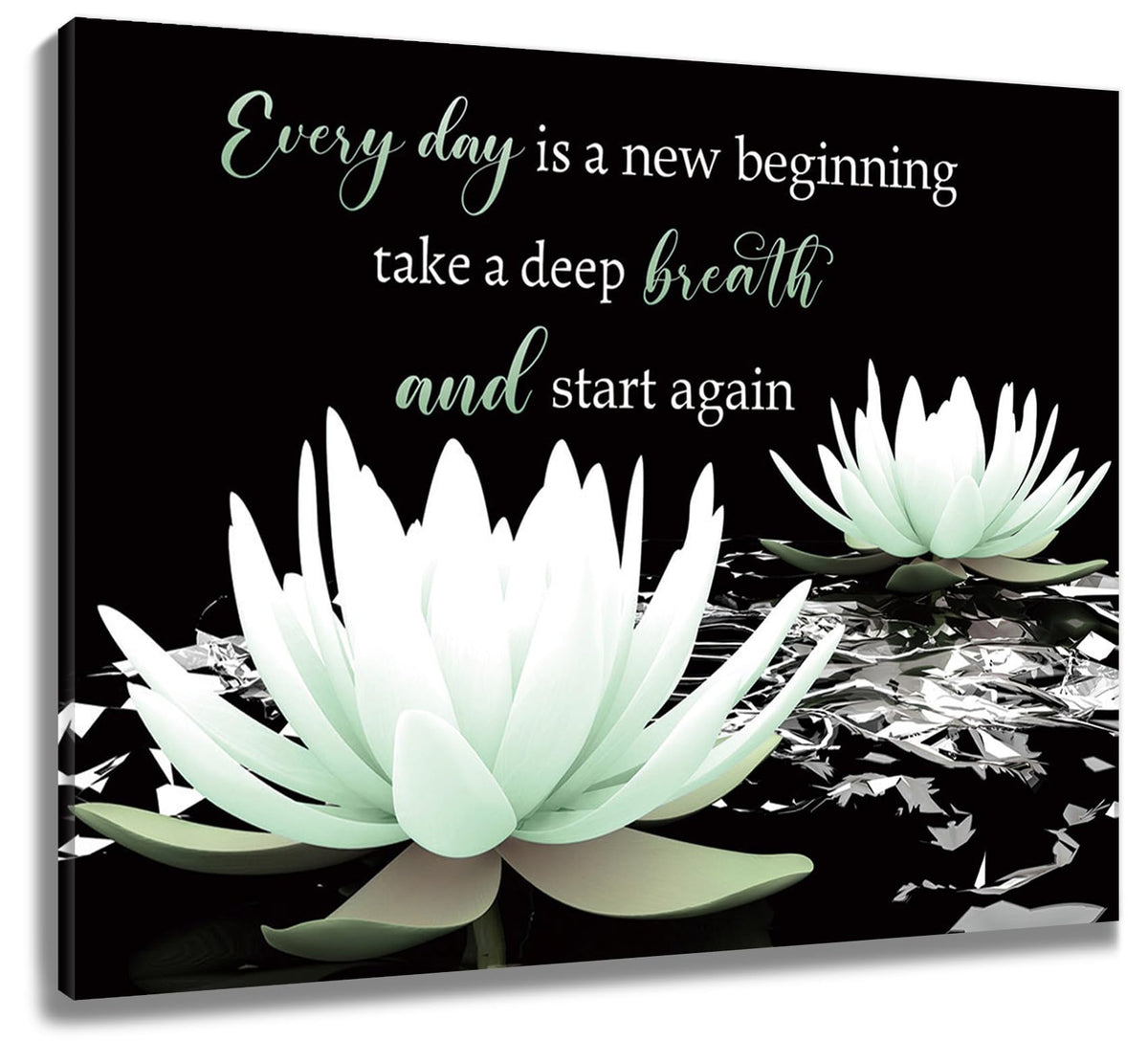 Sage Green Floral Wall Art Black and Green Canvas Wall Art for Living Room Modern Zen Yoga Spa Wall Decor for Bedroom Bathroom Home Office Ready to Hang 12L x 12W Inch (Green / 12"L x 12"W)