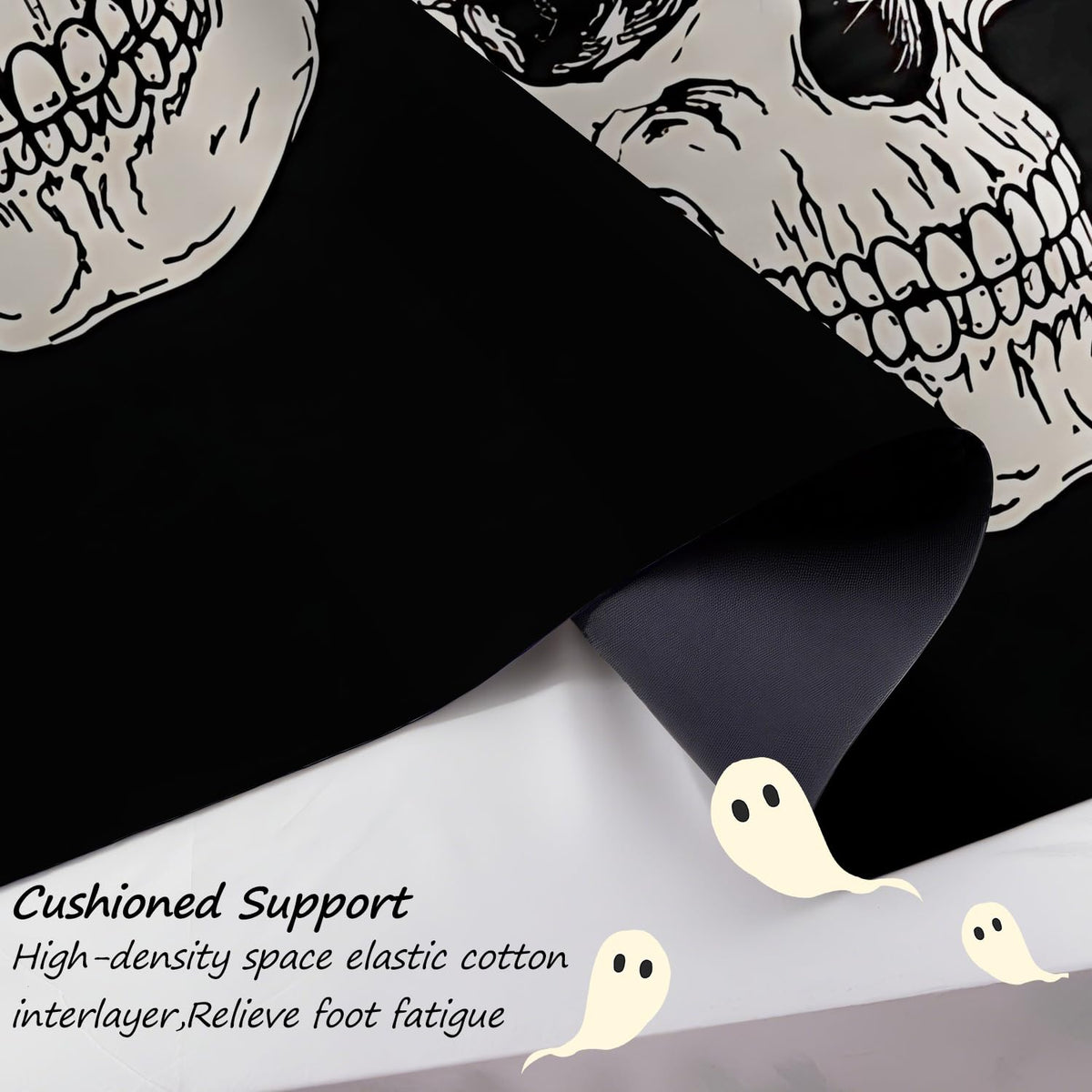 Black Skull Laundry Room Rug 20x47 Inch (#90)