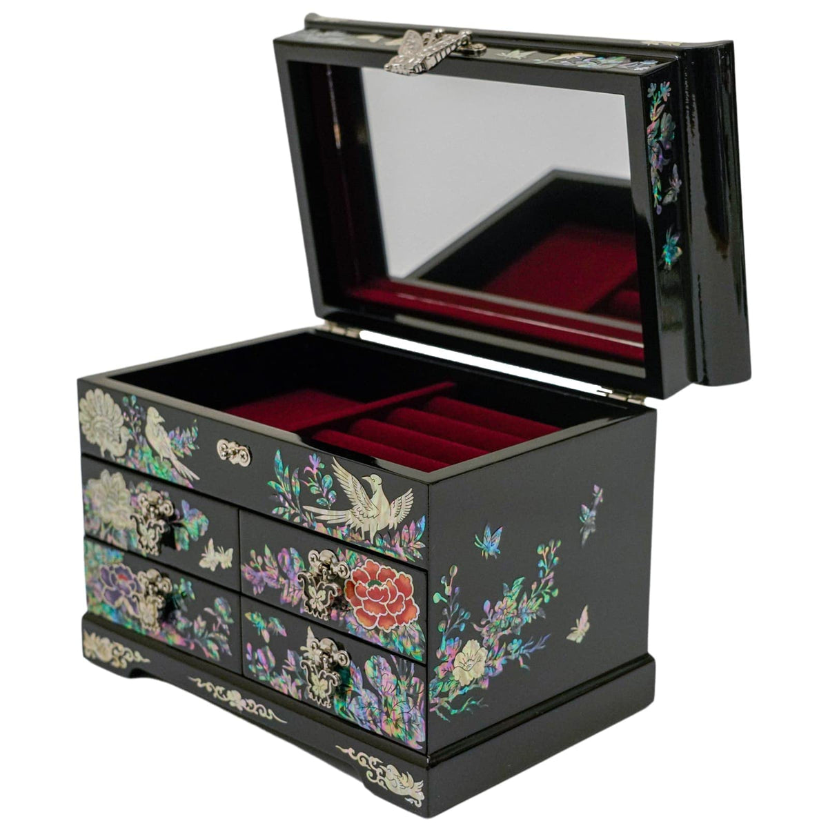 Mother of Pearl Wooden Jewelry Organizer Box (Peacock)