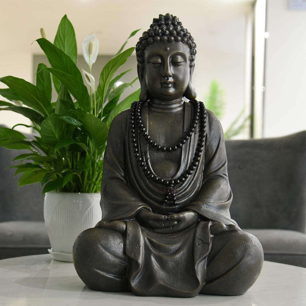 11.4" Meditating Buddha Statue Home Decor (Antique Bronze - 11.4 Inch)