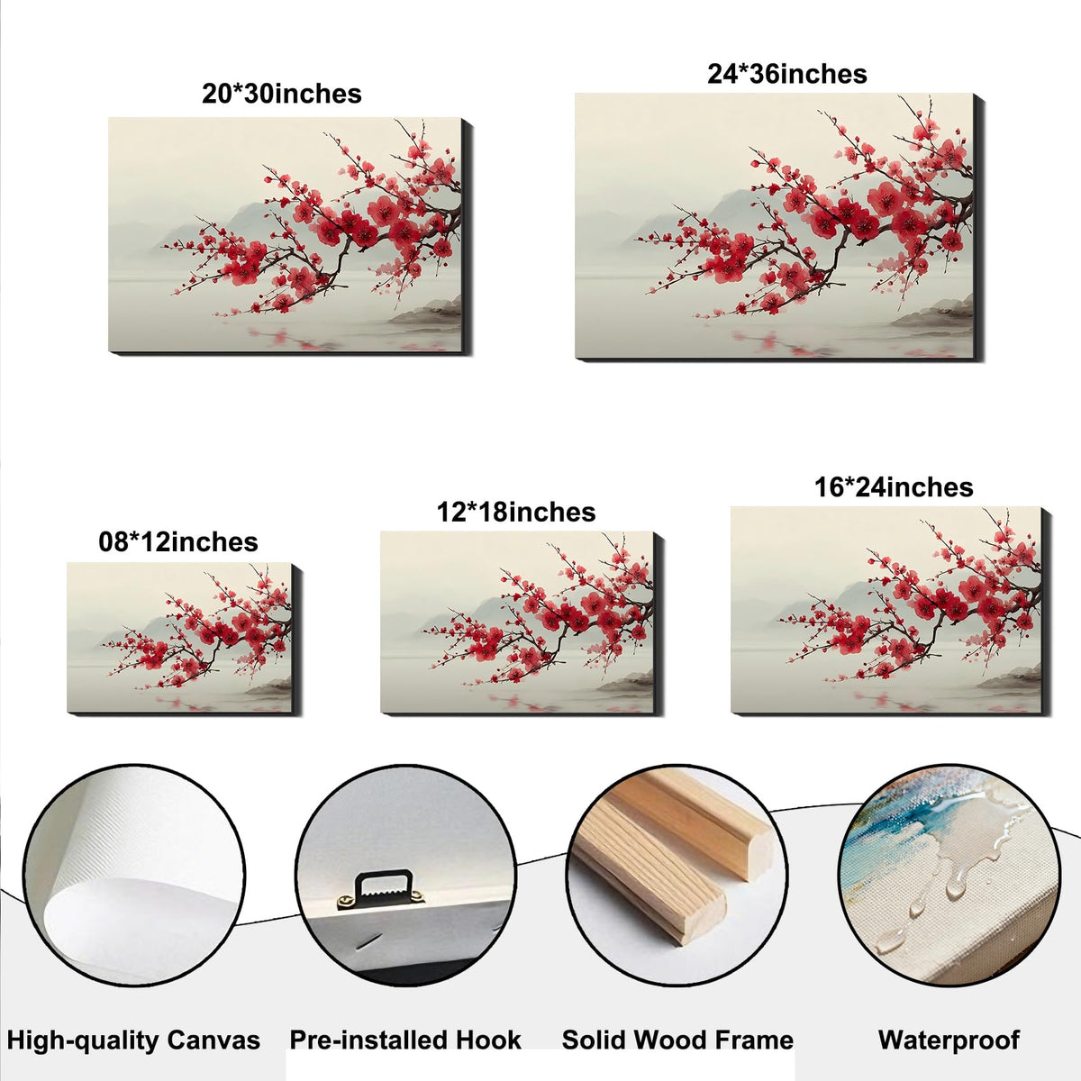 Elegant Sakura Branch Wall Decor (Pictures7 / 18"L x 12"W)