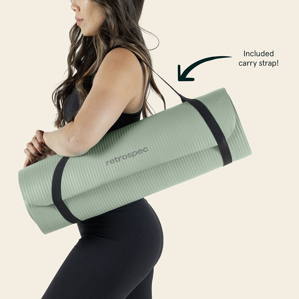 Solana 1 2" Thick Yoga Mat Non Slip Exercise Mat w (Sage / 1/2 inch)