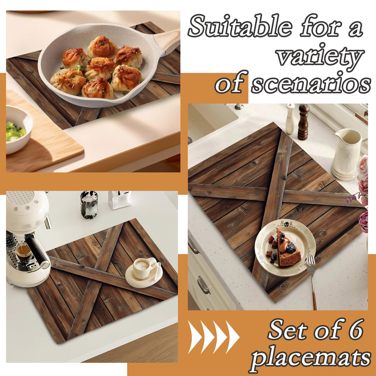 Vintage Barn Door Placemats Set of 6 (Vintage Barn Door Wooden)