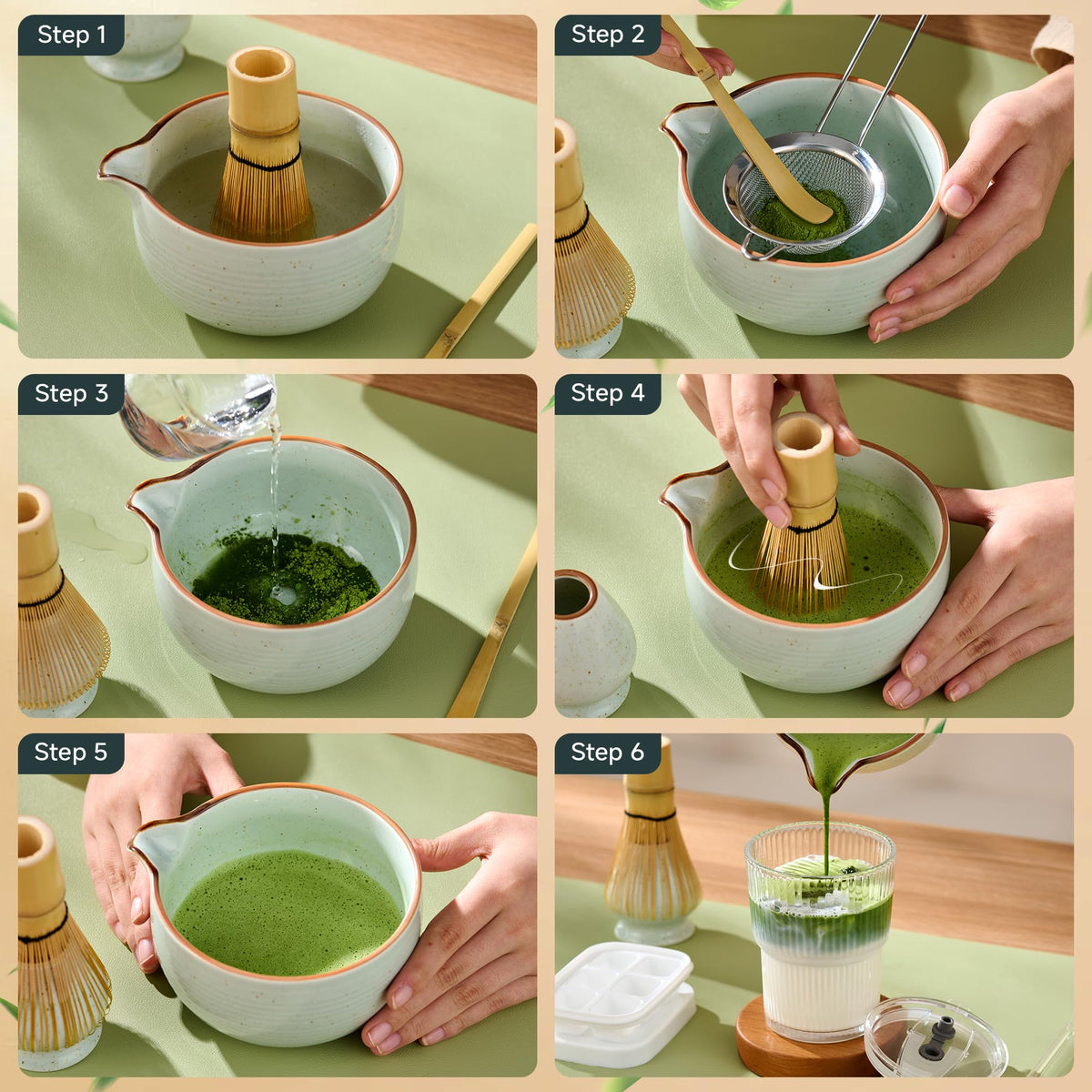 Matcha Whisk Set (Green / 8 pcs)