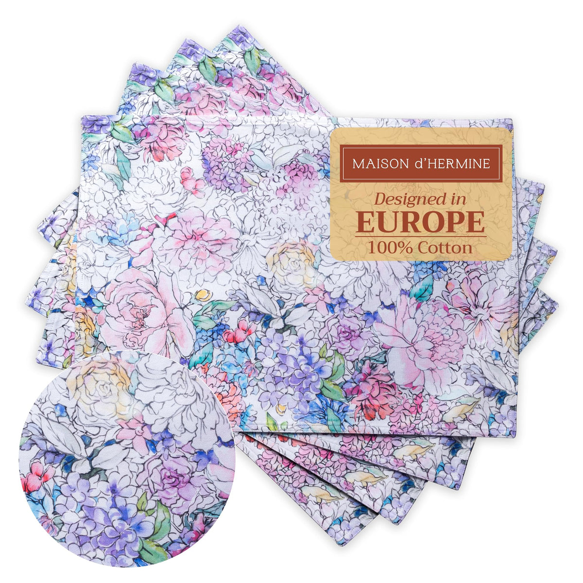Placemats Set of 4 Reusable 100% Cotton (118 - Floral Love / 13" X 19" (Pack of 4))
