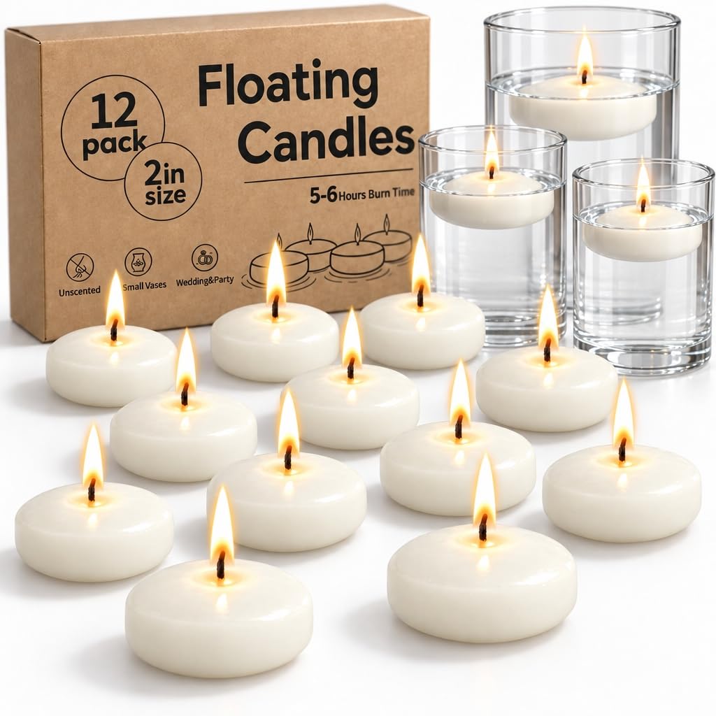 2 Inch Floating Candles (Ivory-12pack / 2 inch)
