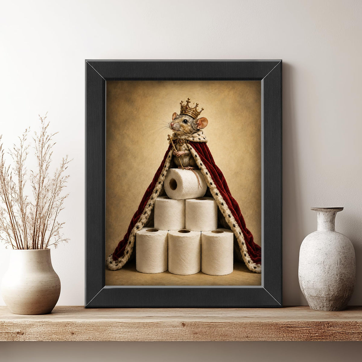 Mouse Bathroom Decor Wall Art (Framed Bathroom Art 920 / 10"L x 8"W)