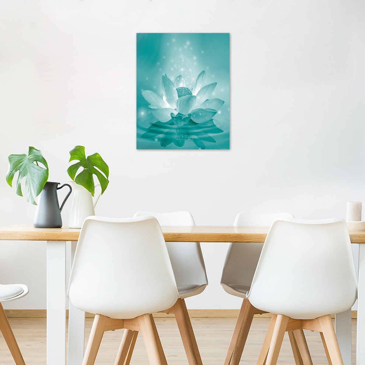 Water Lily Wall Art (Teal / 20"L x 16"W)