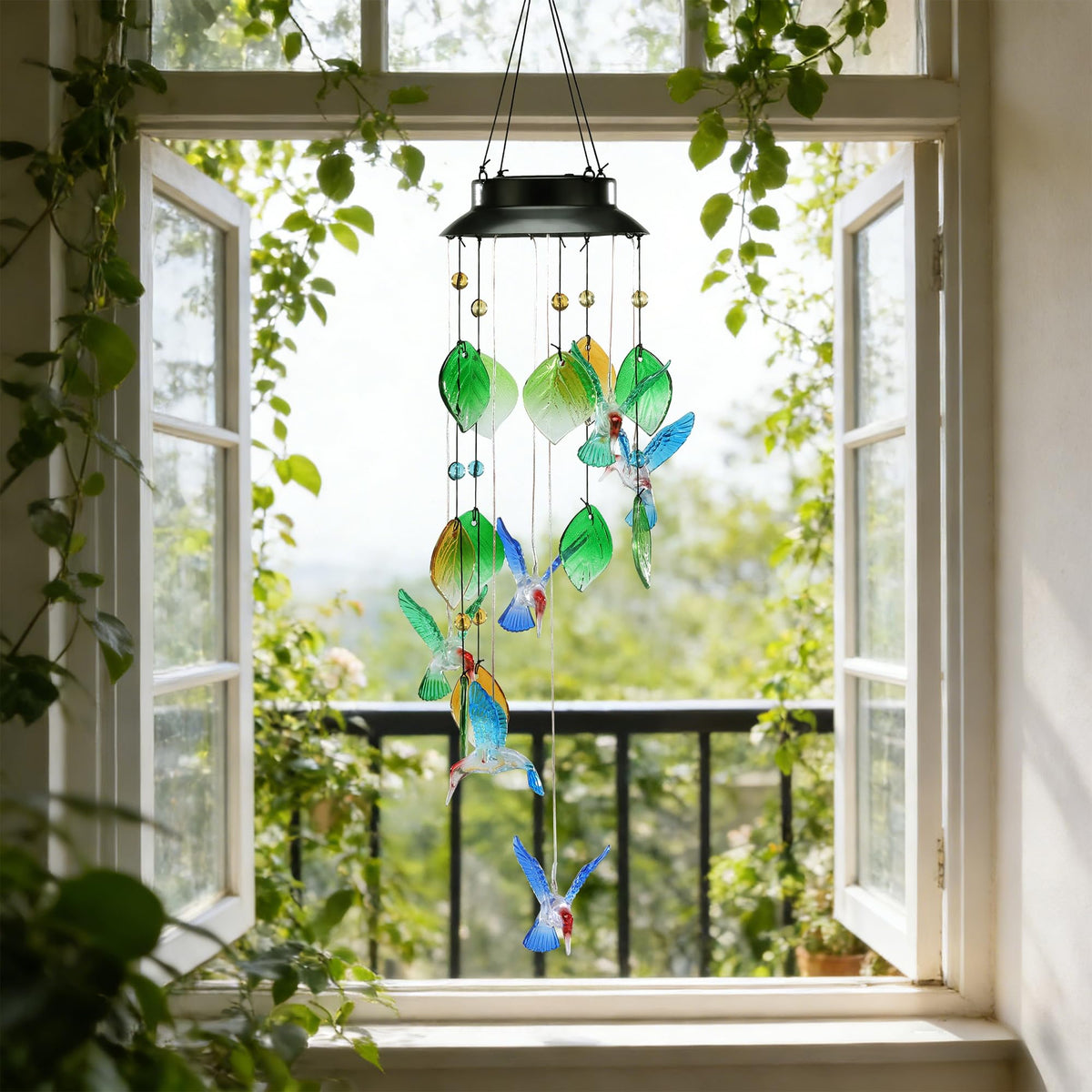 Solar Hummingbird Wind Chime Outdoor 29 Inch