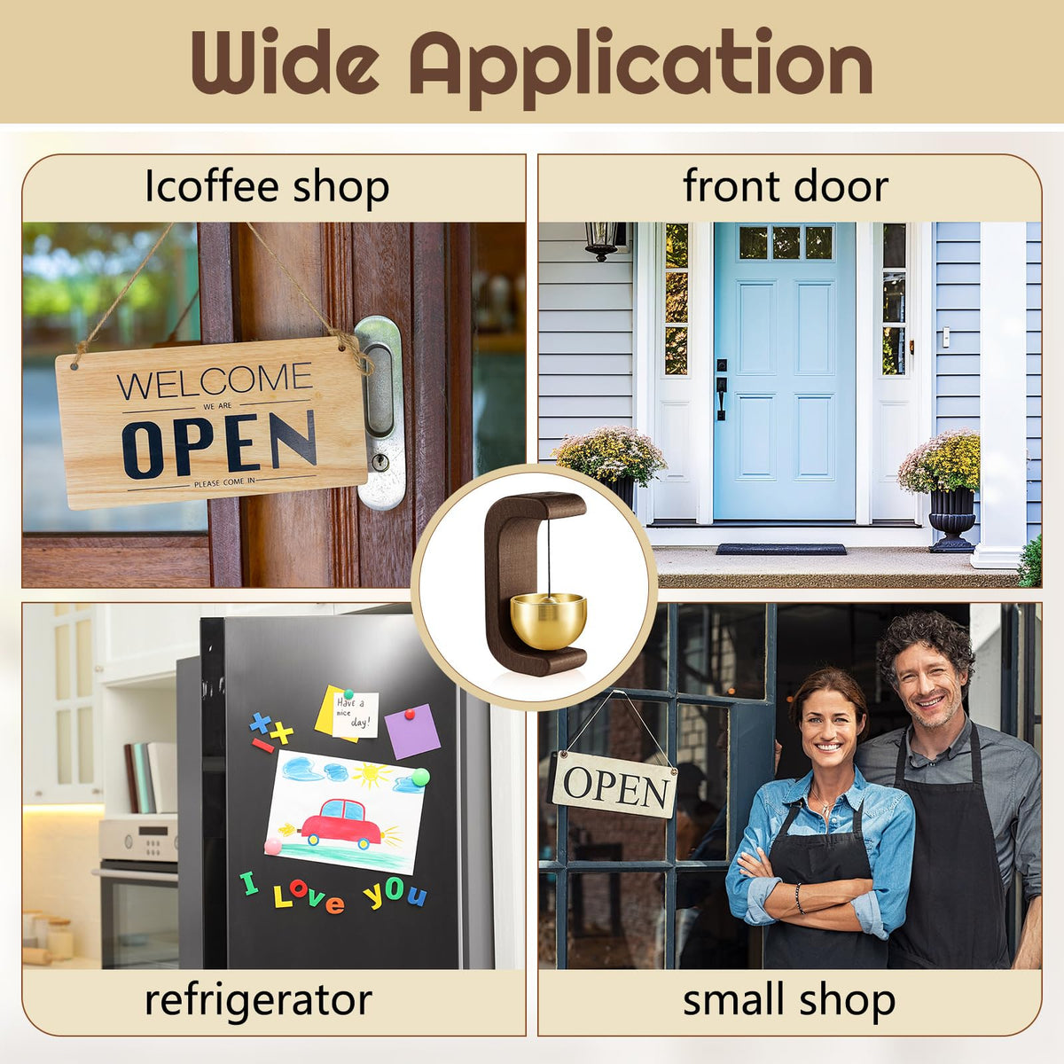 8 Pcs Magnetic Wooden Doorbell Chime (Black Walnut)