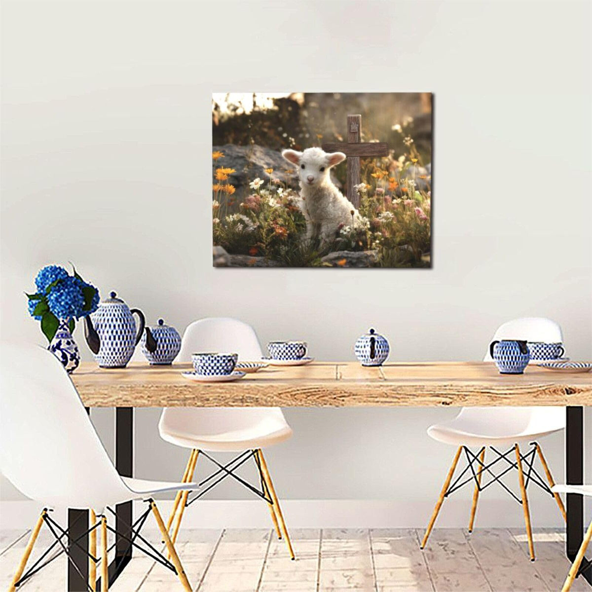 Farmhouse Lamb Wall Art For Kids Christian Cross Canvas Wall Decor Christ Pictures Paintings Prints Religious Bible Artwork Framed Decorations For Church Prayer Room Nursery Bathroom Bedroom Living Room Gifts 20" x 16" (Jesus Lamb / 20"L x 16"W)