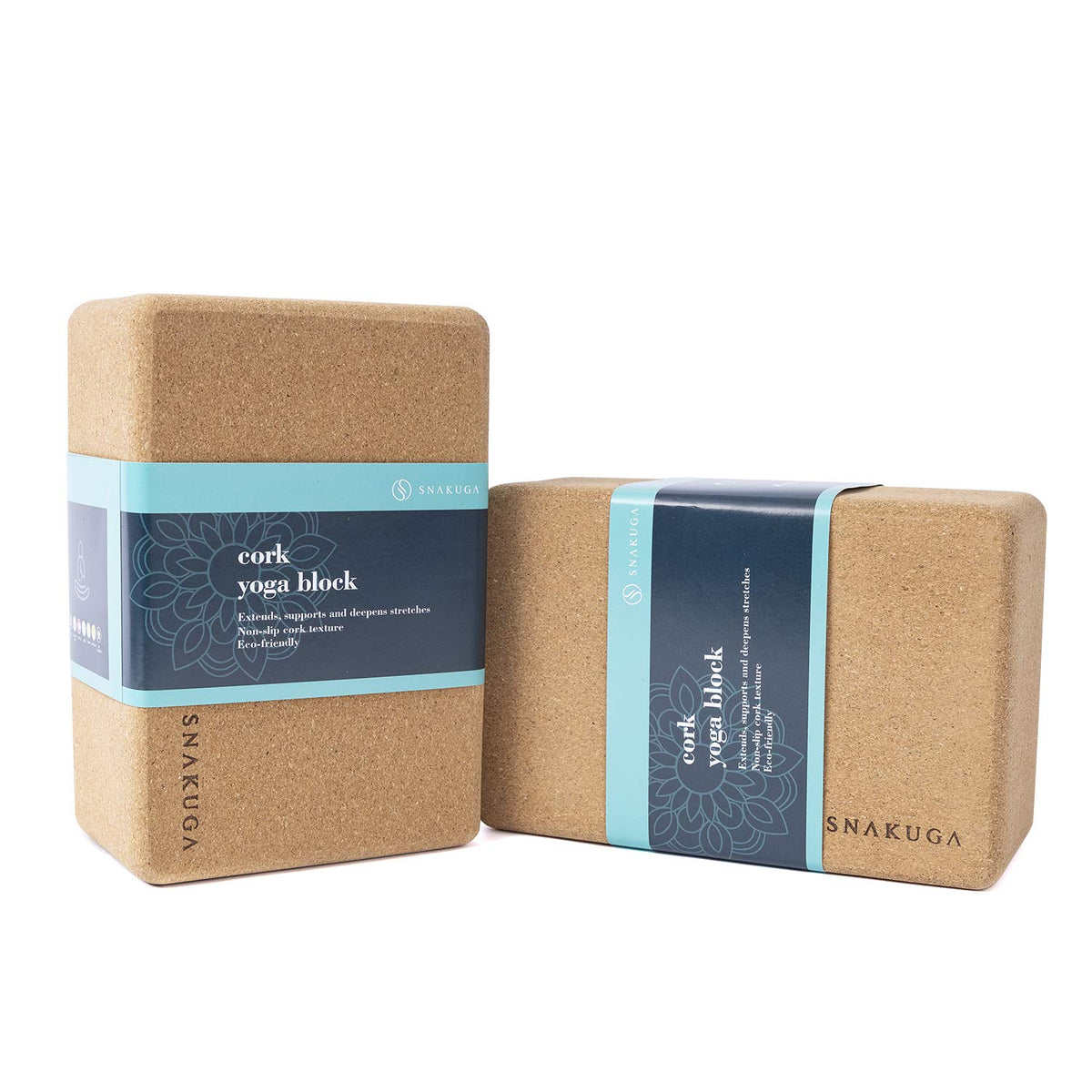 Cork Yoga Block 2 Pack for Pilates 9"x6"x4" Non