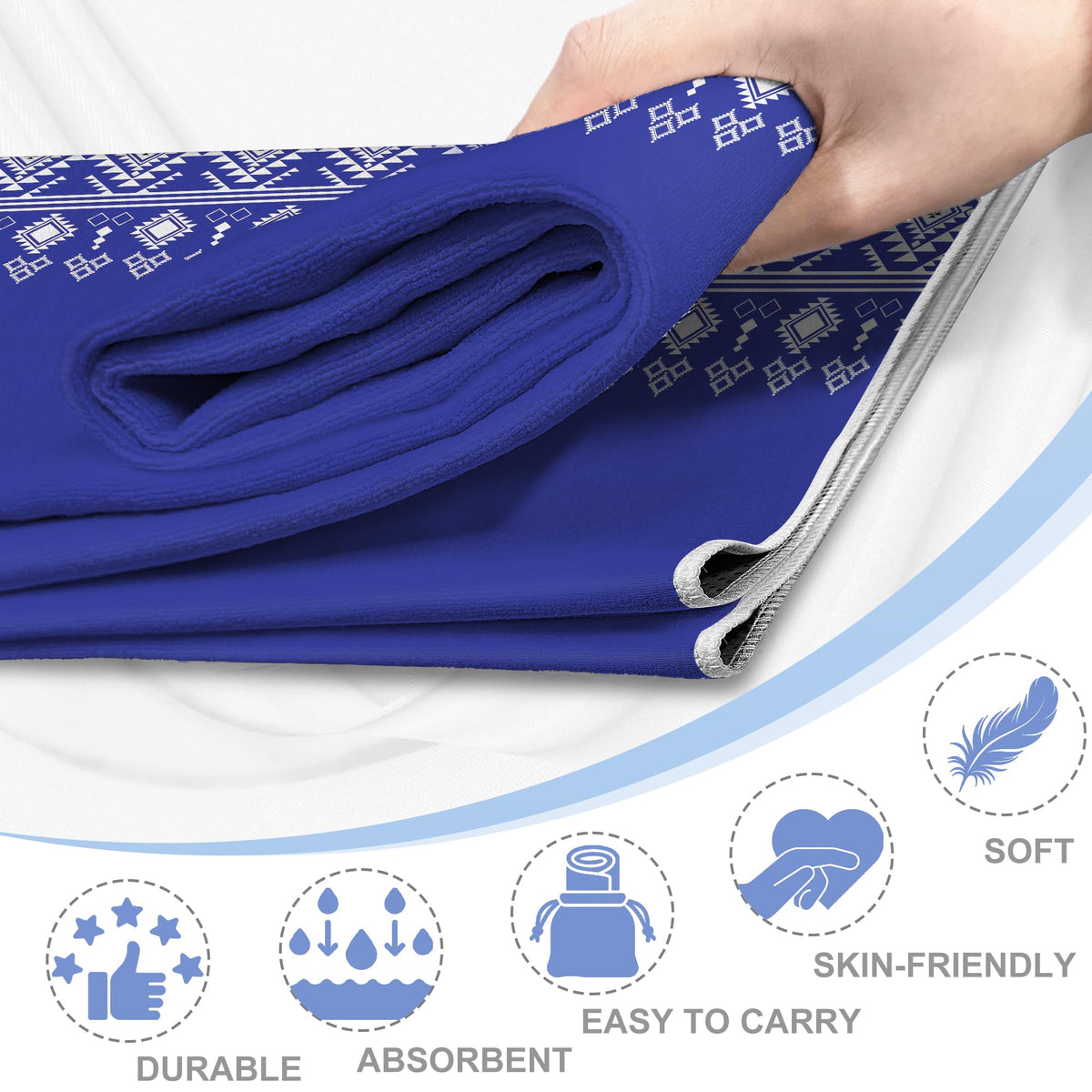 Yoga Towel Absorbent Yoga Mat Towel for Hot Yoga Non Slip (Rhombus Geometry / Casual)