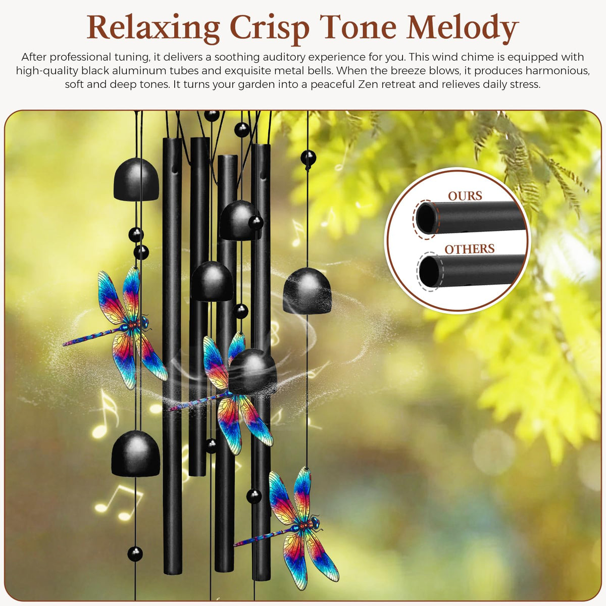 Metal Dragonfly Wind Chimes Hanging Outdoor Garden Yard Decor (Bluered)