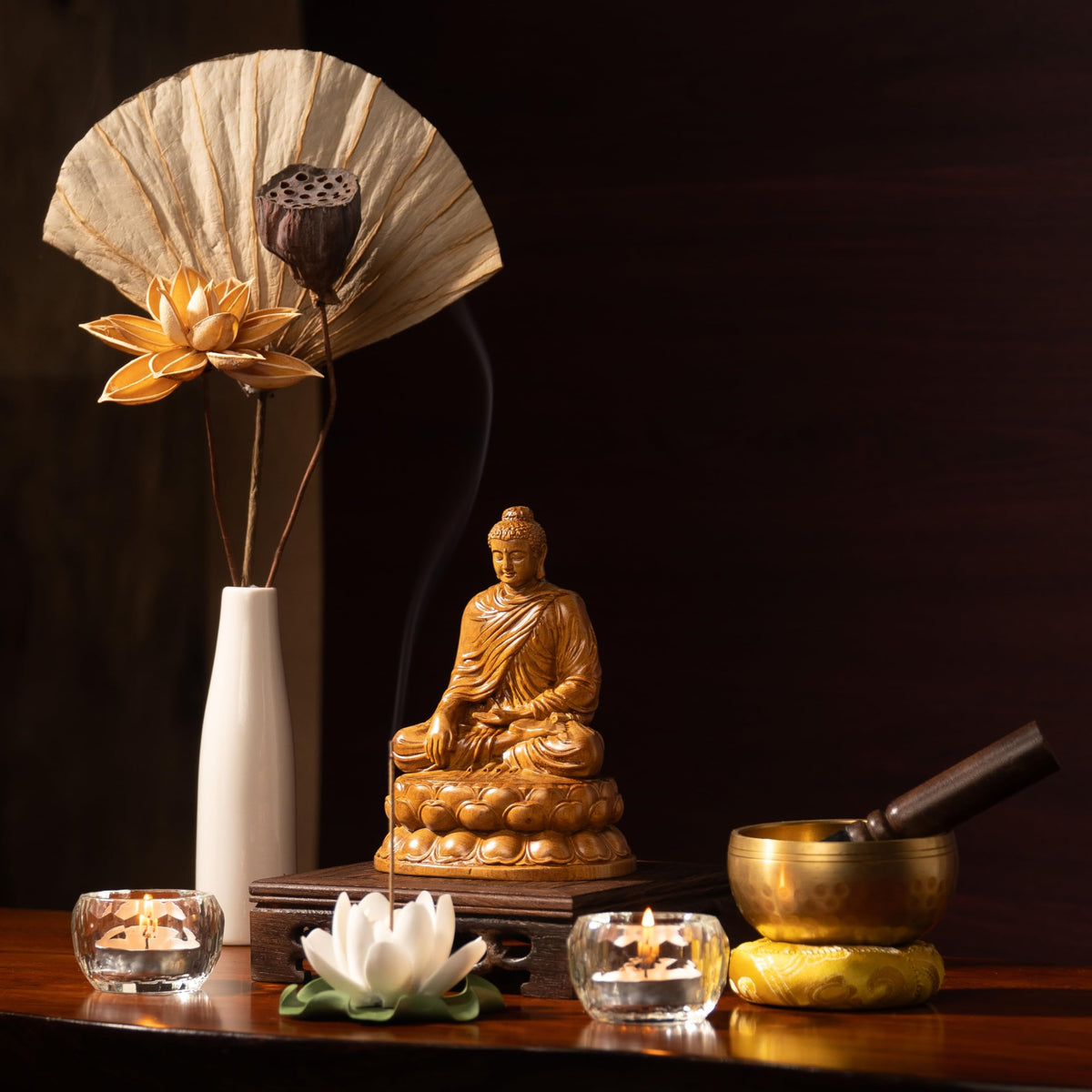 Wooden Shakyamuni Buddha Statue (Buddha in Earth-touching)