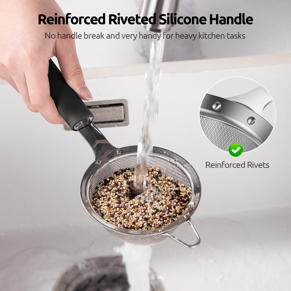 Fine Mesh Strainer (S-3.35in / (2) Black)