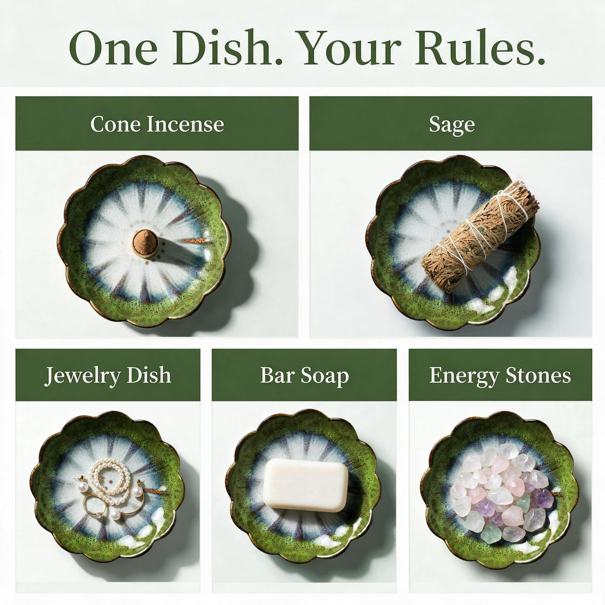 Green Lotus Incense Holder (Green)