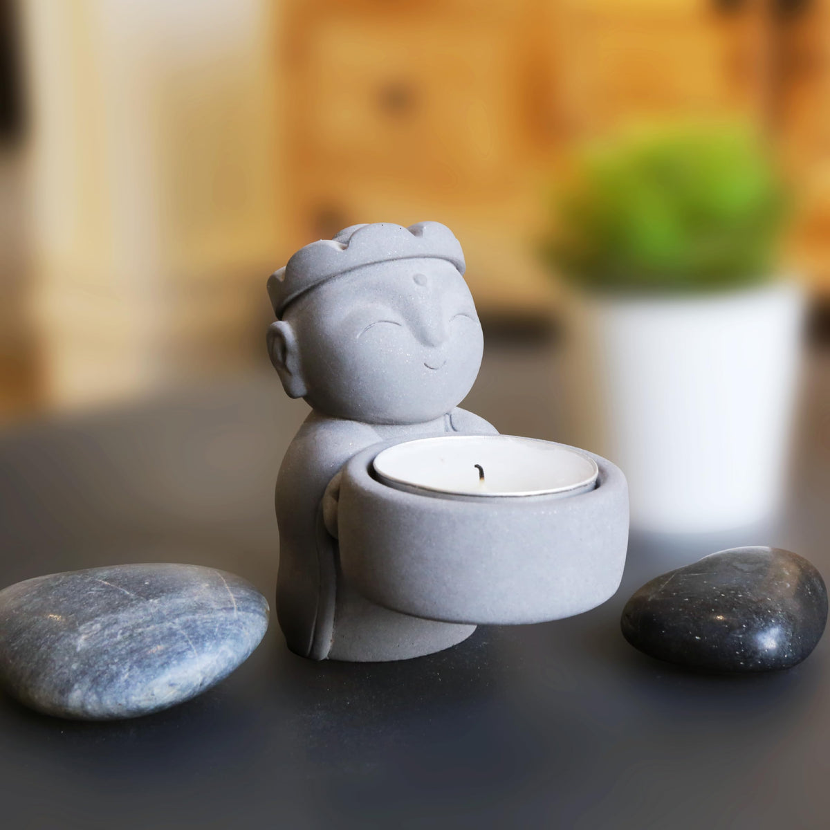 Buddha Sandstone Statues (Stand Buddha With Tealight Holder)
