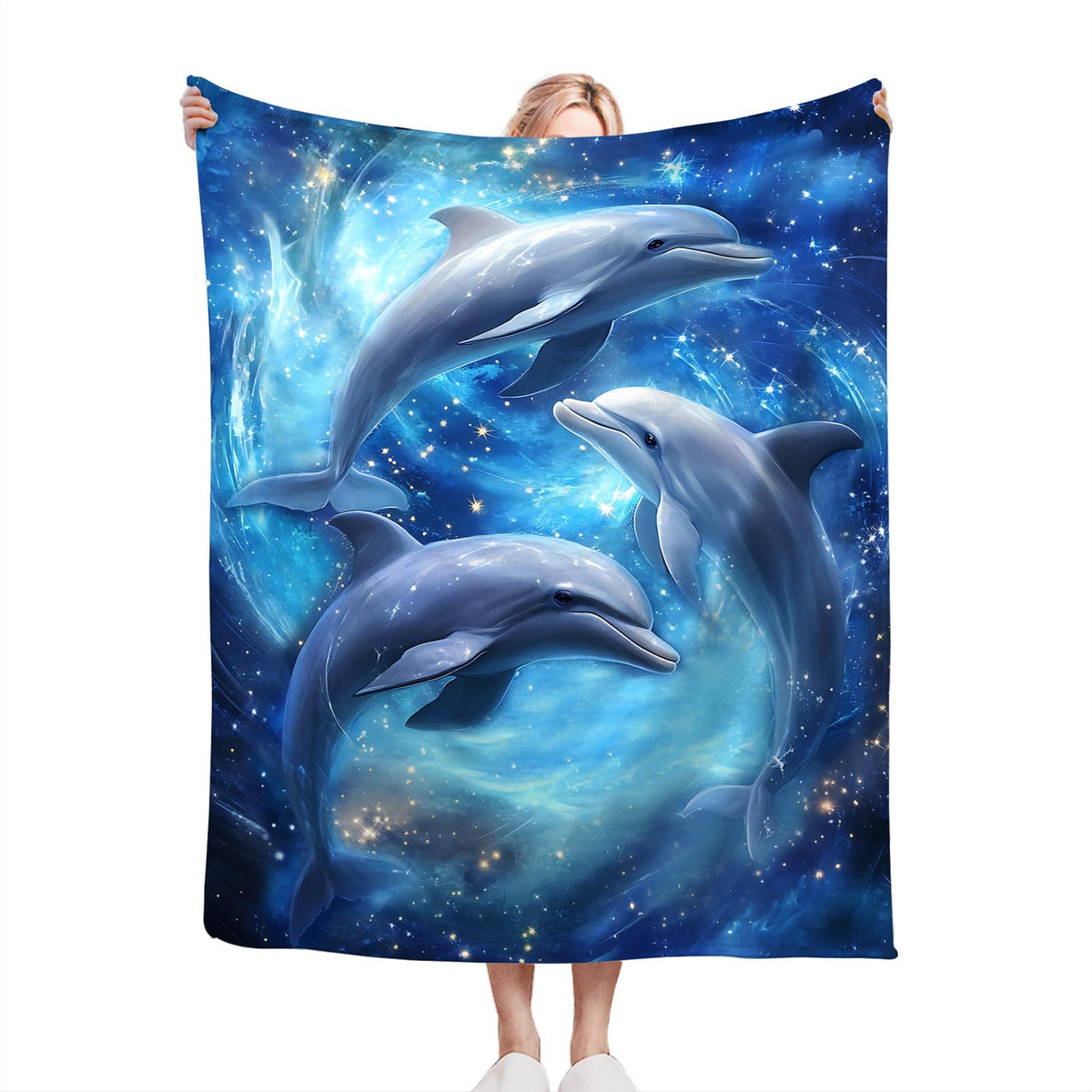 Ocean Galaxy Dolphin Throw Blanket (50"x60" / Dolphin)