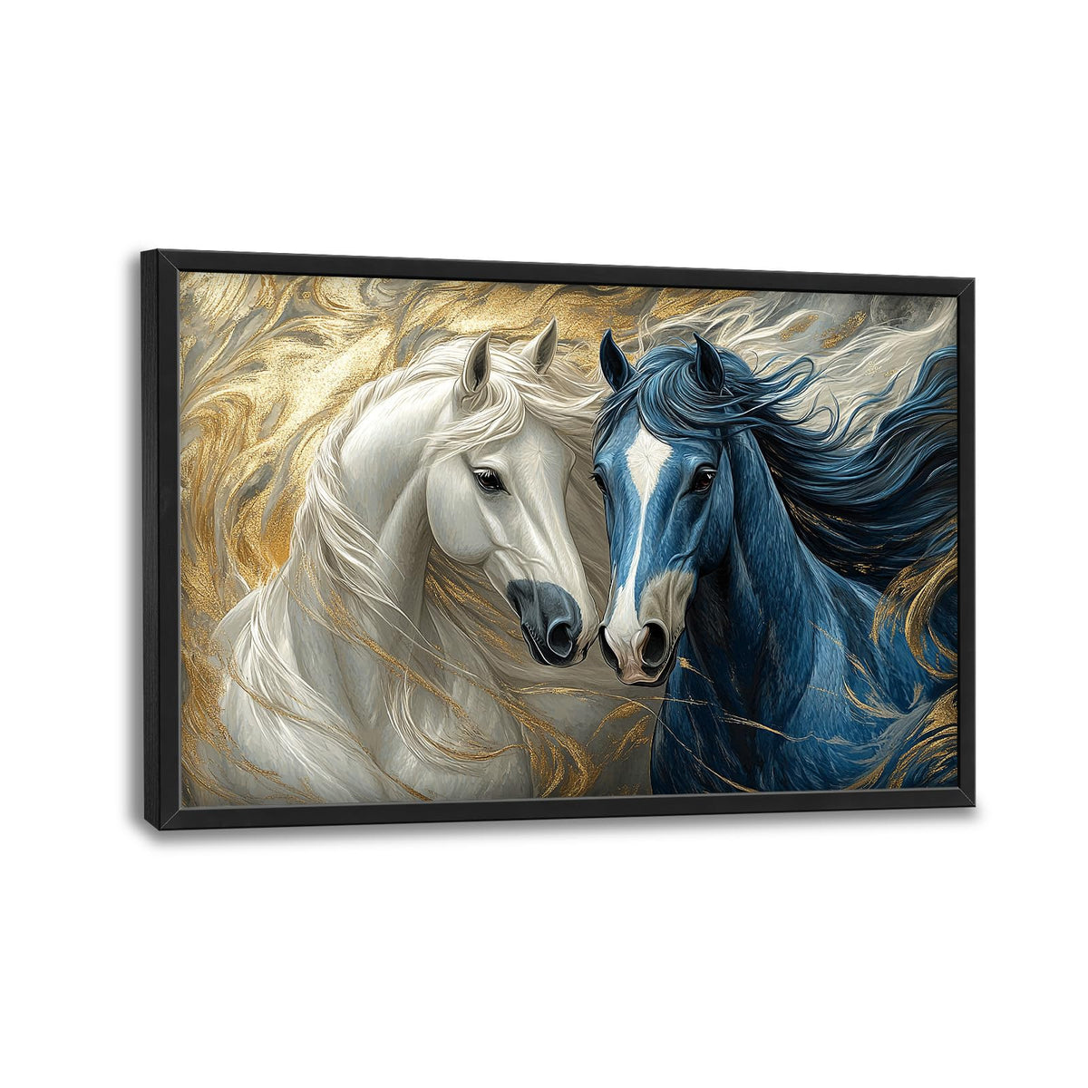 Large Framed Horse Wall Art Abstract Horses Wall Decor 36"x24" (horse / 36"L x 24"W)
