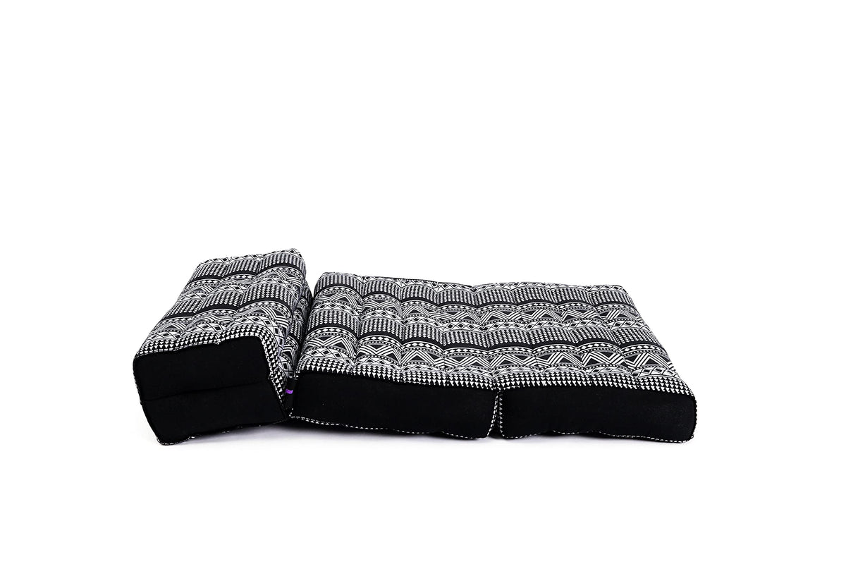 Foldable Meditation Cushion 20 x 28 x 4.5 inches Kapok Floor Seat (Cbt3 - Black)