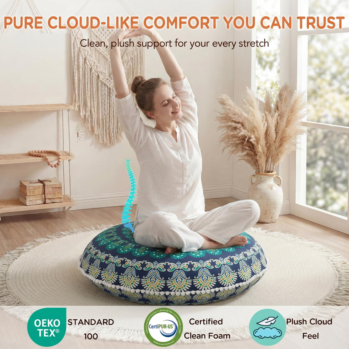 32 inch Floor Pillow (1 Count (Pack of 1) / Round | Green)