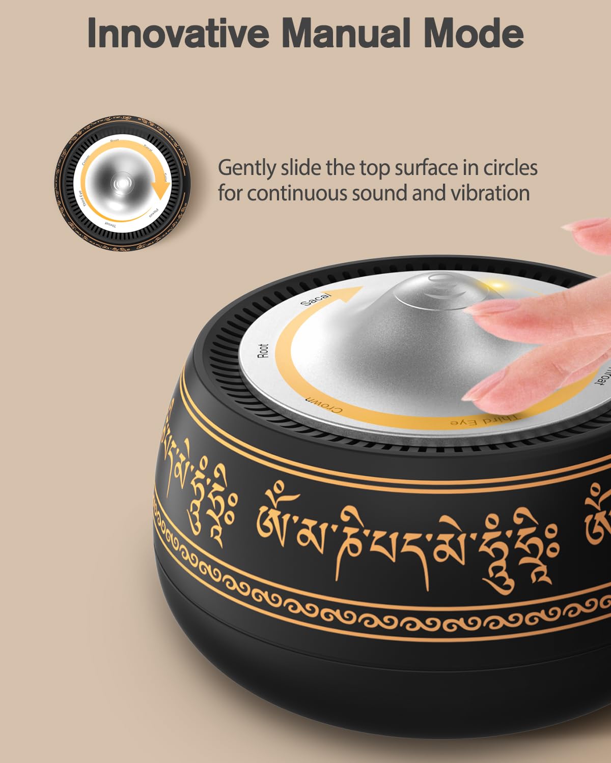 Portable Electronic Tibetan Singing Bowl (Black Gold)