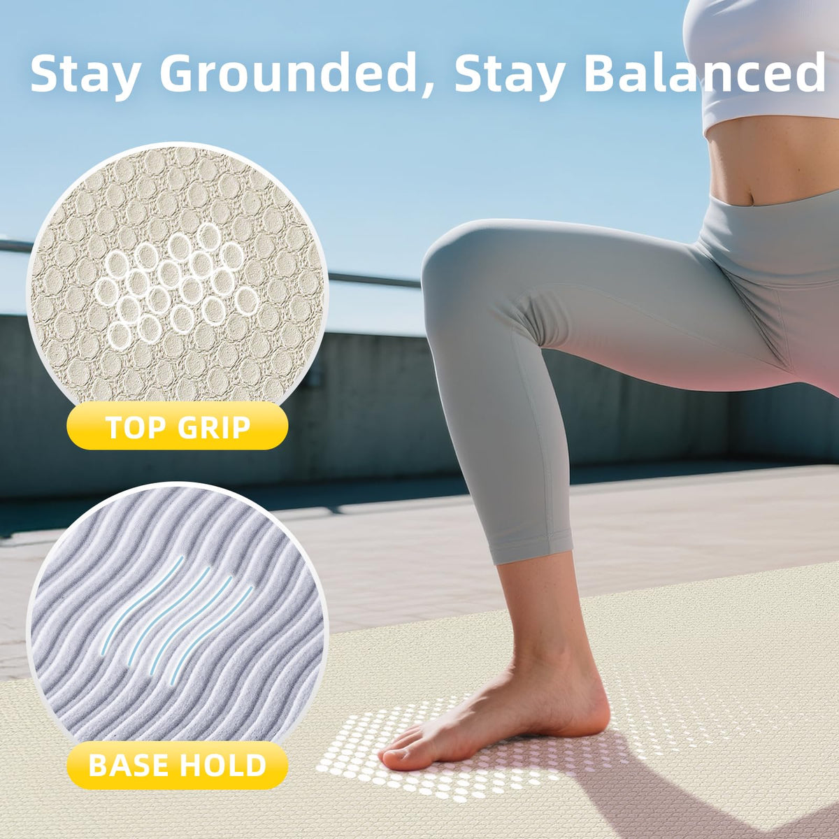 Wide Yoga Mat (72x35x1/4inch / Beige)