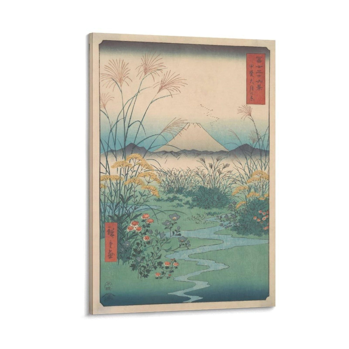 Hiroshige Japanese Oriental Ukiyo E Mount Fuji Landscape Canvas Printing Wall Art Prints Wall Decor Posters Vintage Zen Nature River Scene Minimalist Living Room Bedroom Study 20x30inch (style-8 / 20x30inch(50x75cm) Frame)