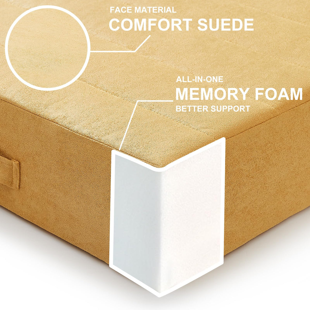 2 Pcs High Density Foam Floor Pillow (Yellow / 2 Counts)