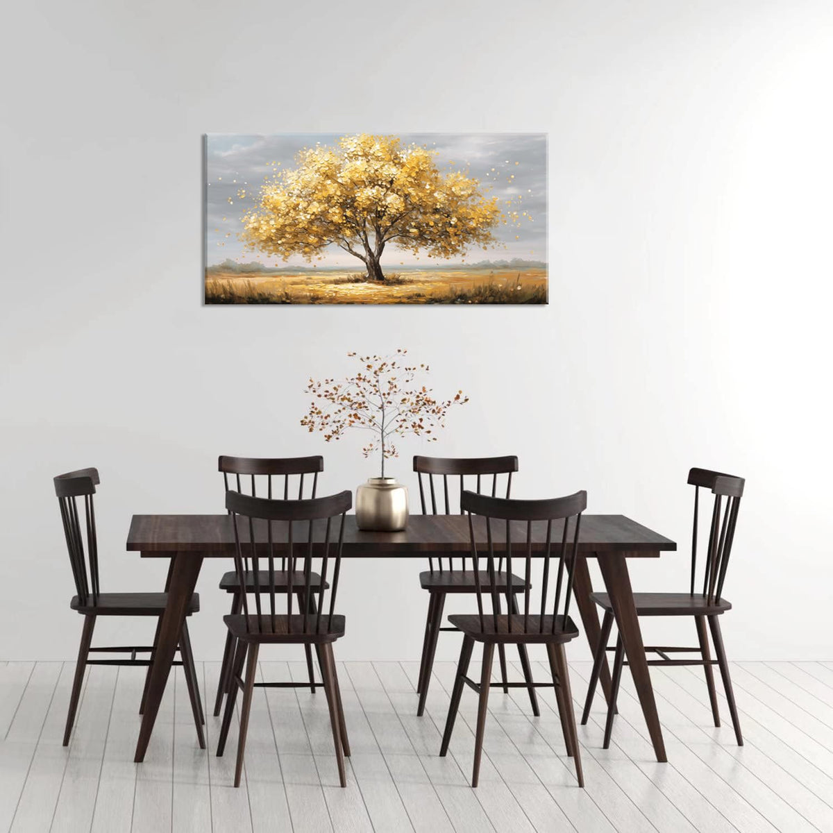 Gold Tree Wall Art for Living Room Office Calming Texture Yellow Gold Tree of life Painting Prints Abstract Canvas Artwork Dining Bedroom Decor Large (Abstract / Gold Tree of Life Wall Art / 46"L x 23"W)