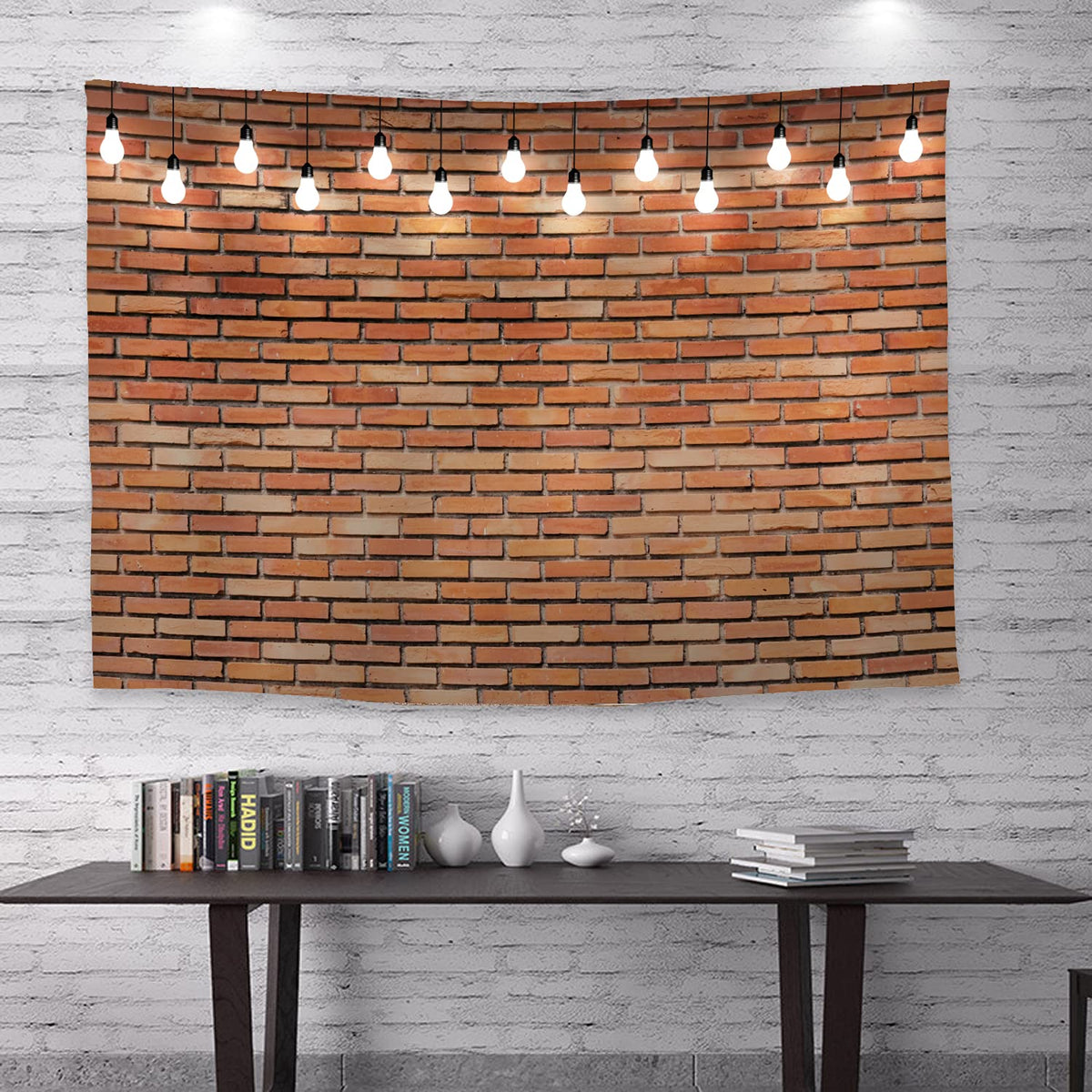 Red Brick Wall Print Fabric Tapestry Decorative Wall Art Tablecloth Bedspread Picnic Blanket Beach Throw Blanket Multifunctional for Bedroom Hall Dormitory Living Room Hanging 59 x 51 inches (Red Brick Wall / 59"L x 51"W)