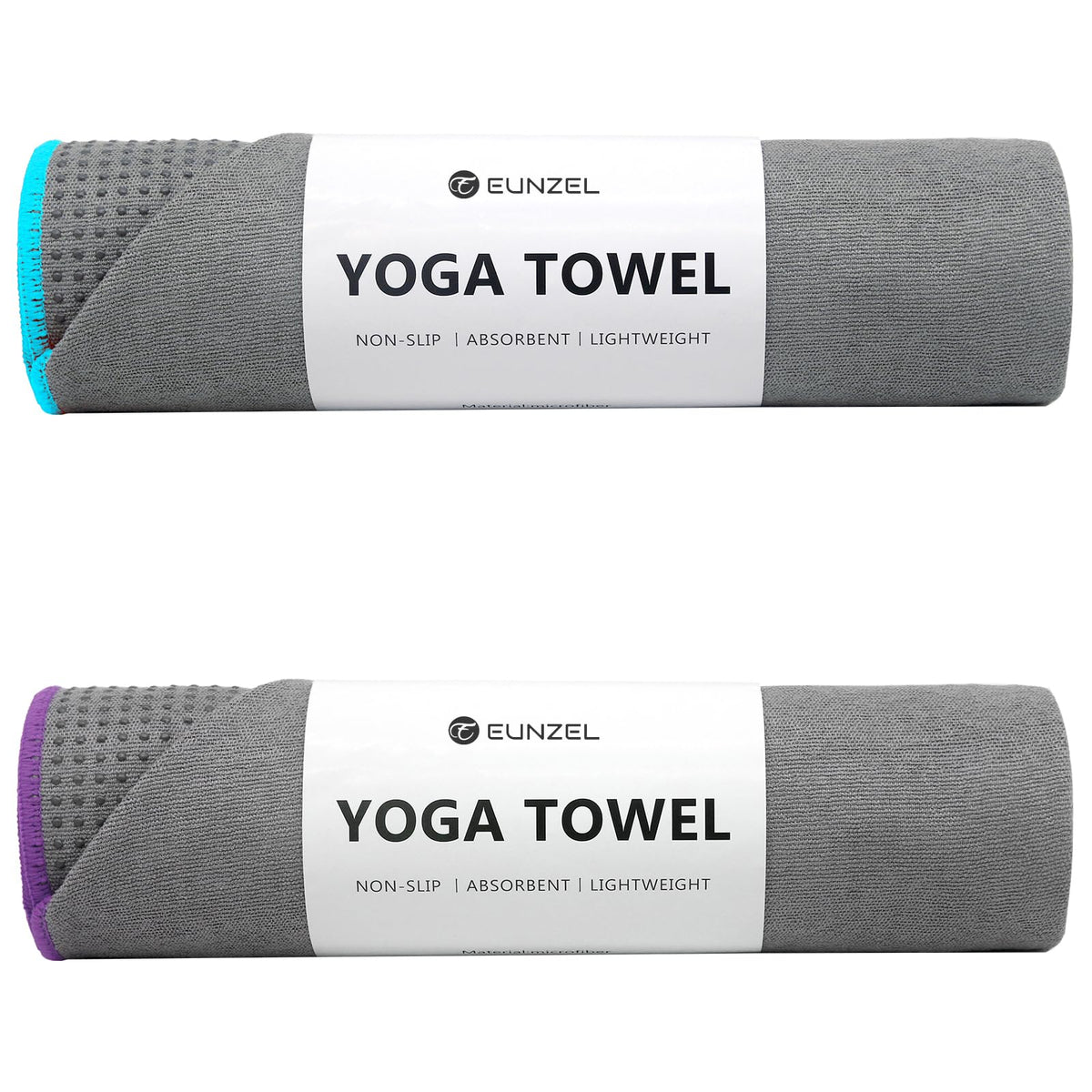 2 Pack Hot Yoga Towel with Grip Dot (Grey)