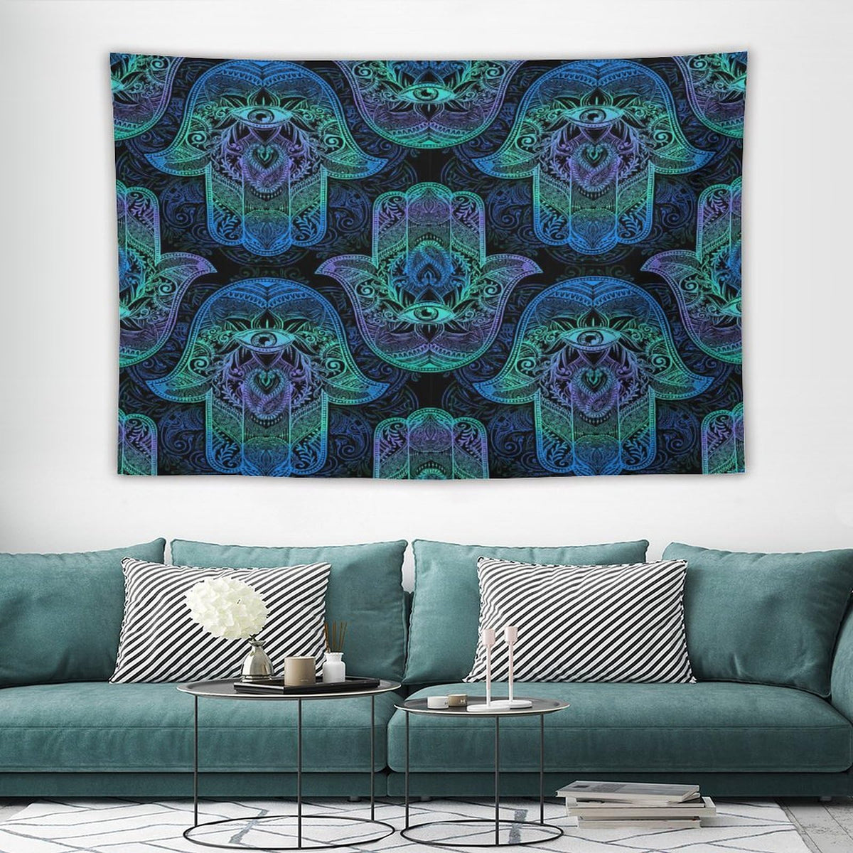 Boho Hamsa Tapestry Wall Hanging Fatima Hand Bohemian Retro Mandala Tapestries Home Decor for Living Room Bedroom Apartment Farmhouse Dorm 40"x60" (40"L x 60"W / Mandala-4)