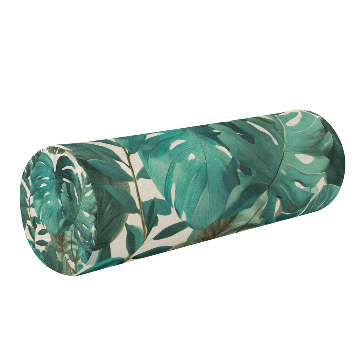 Neck Roll Pillow Bolster Pillows Round Health Memory Foam Long Cervical Cylinder Bolsters Body Removable Washable Cover Bed Legs Back Yoga Palm Leaves Tropical Green (Palm 25)