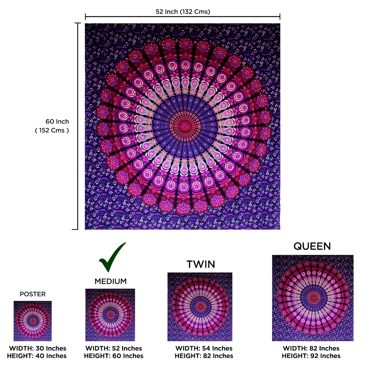 purple Tapestry (Purple / 60"L x 52"W)