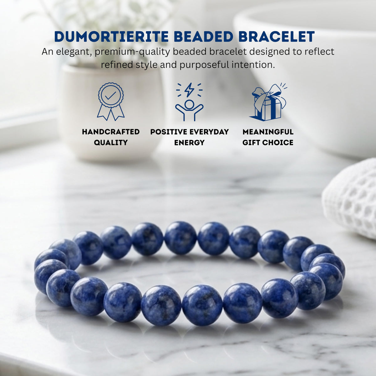 Dumortierite Bracelet 8mm Beaded Bracelet (Dumortierite / Large)