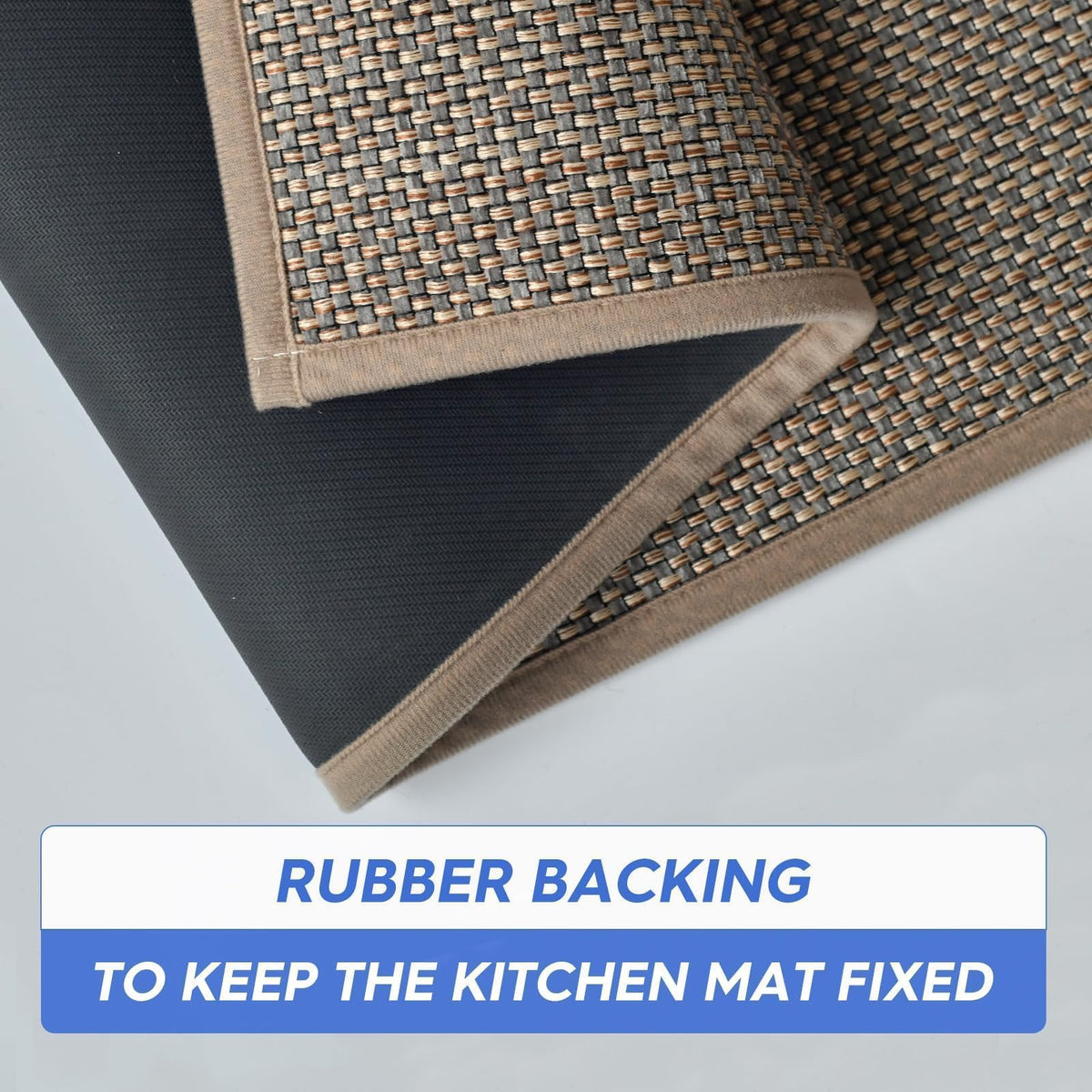 Non Skid Kitchen Rugs and Mats Set of 2 (17" x 29" /17" x 47" / Beige Grey)