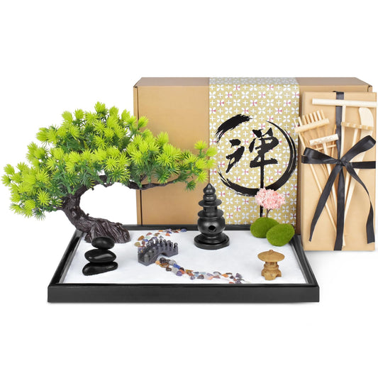 Japanese Zen Sand Garden for Desk (11" x 7" x 7.3")