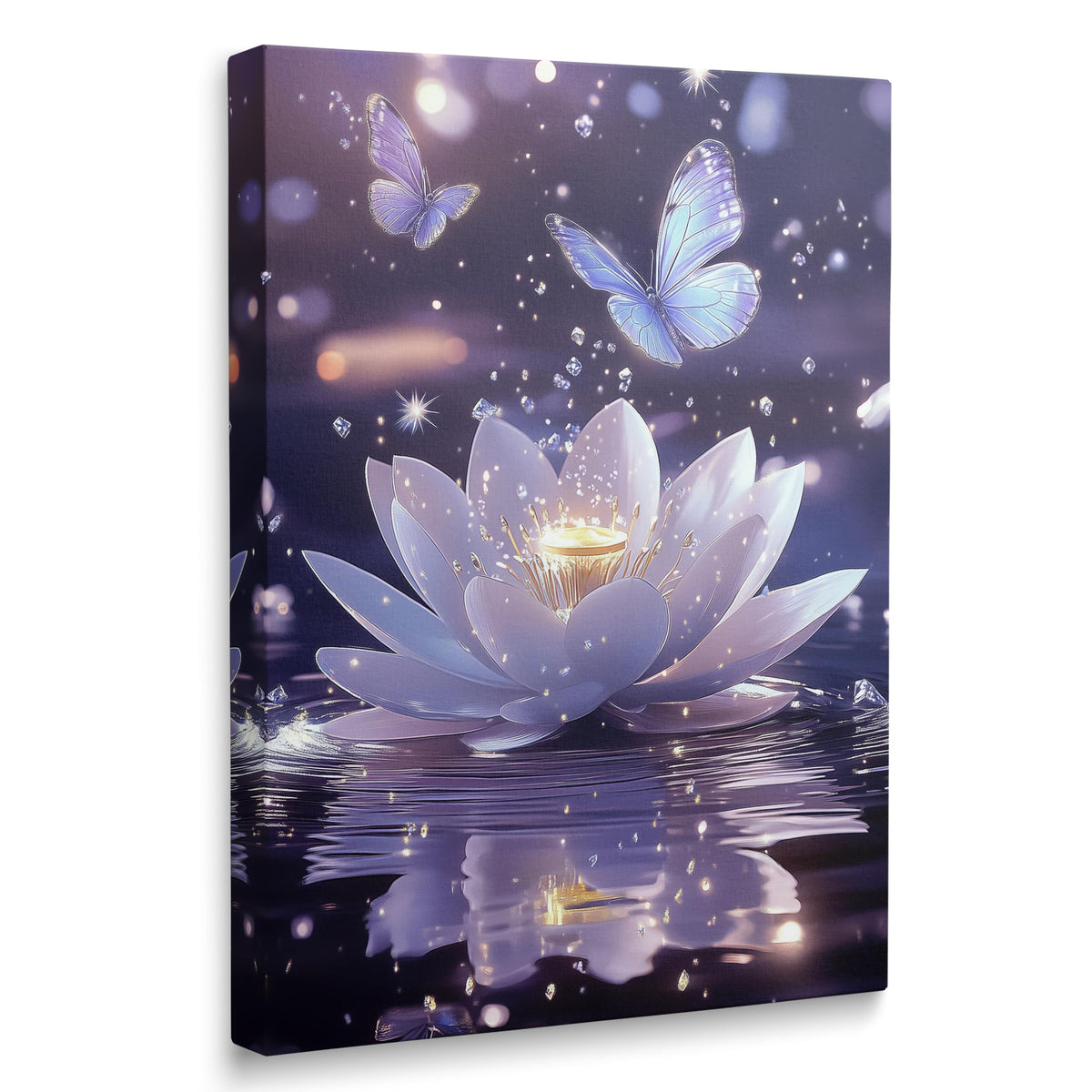 Framed Zen Meditation Serene Purple Lotus Flower Floral Canvas Wall Art (Flower03 / 16"L x 12"W)