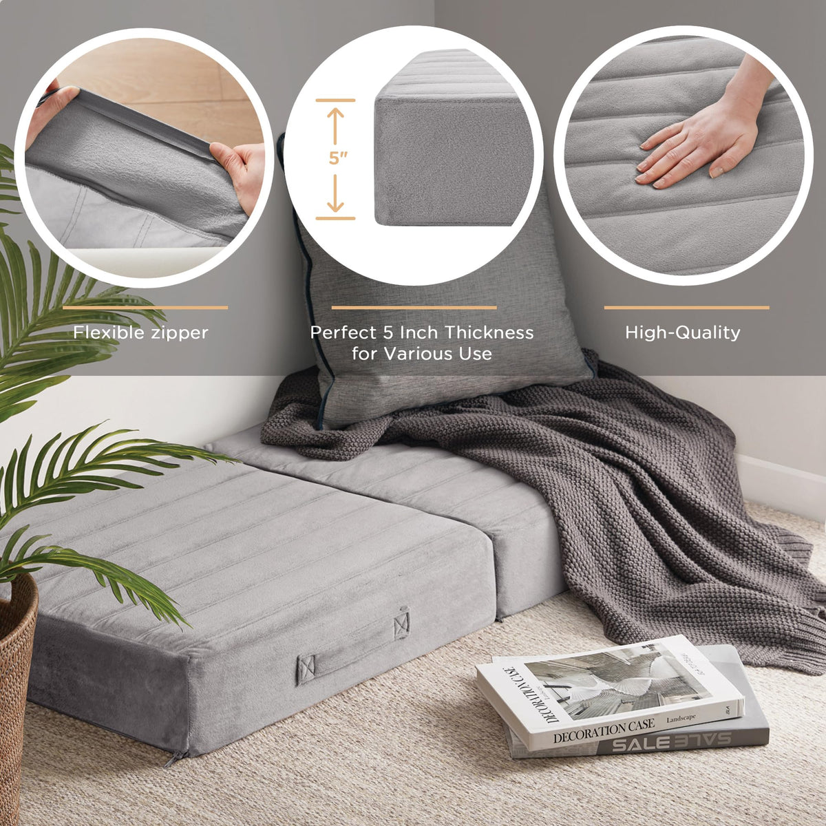 Floor Pillow for Adults (Grey / 22 Inch (Pack of 1))