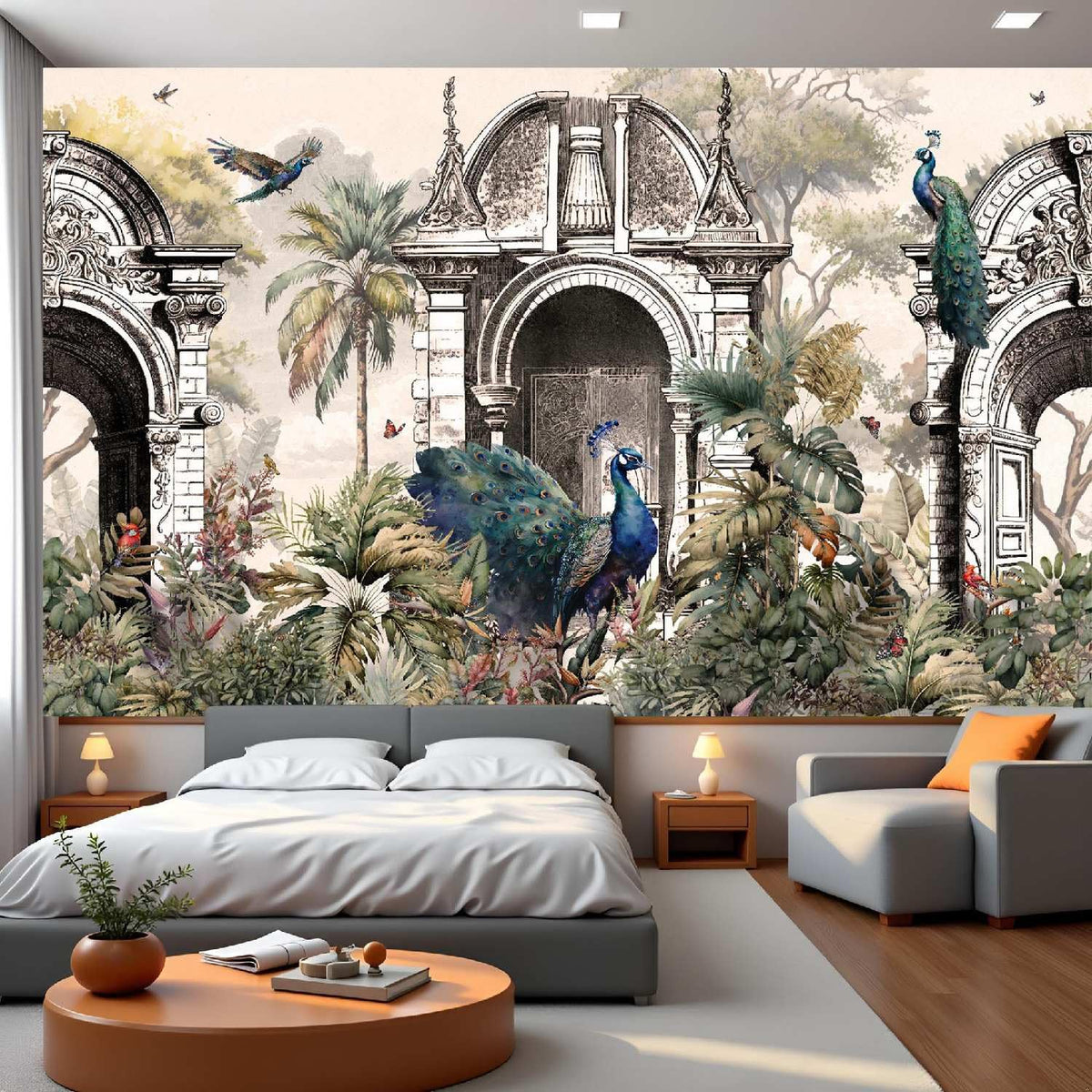 Peel and Stick Wall Mural Wallpaper Peacock 114"×82" Decor G24 (G24 / 114" x 82")