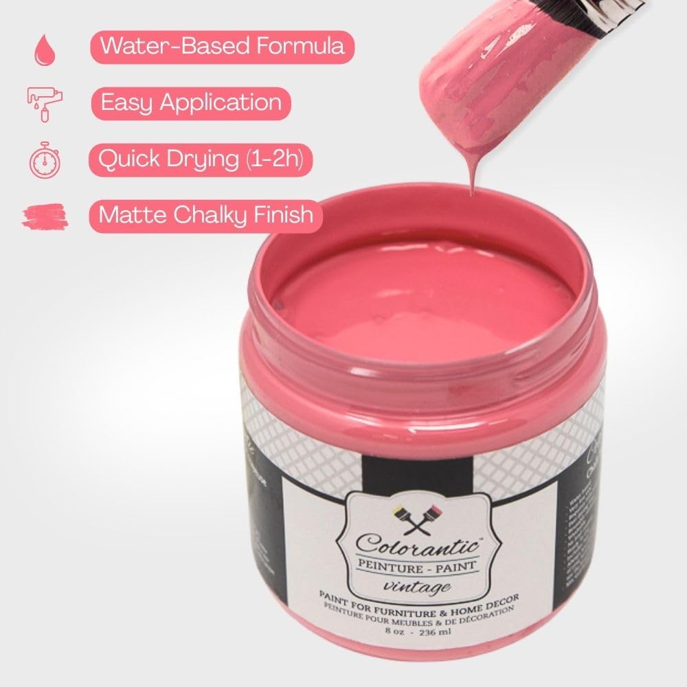 WATERMELON Pink Chalk Paint for Furniture (Watermelon / 16 Fl Oz (Pack of 1))