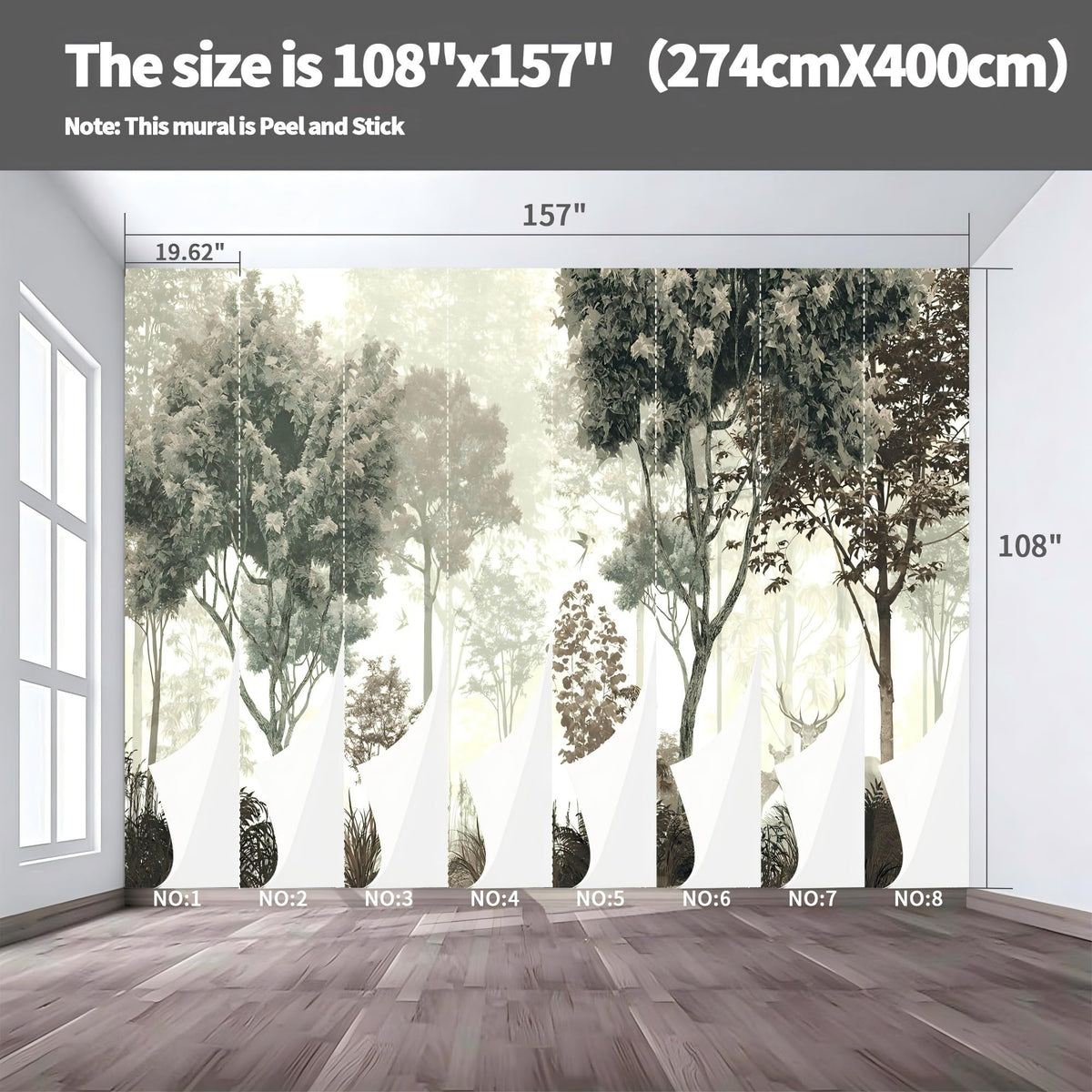 Peel Stick Wall Mural Wallpaper Forest 160"x108" Decor G05 (G05 / 160" x 108")