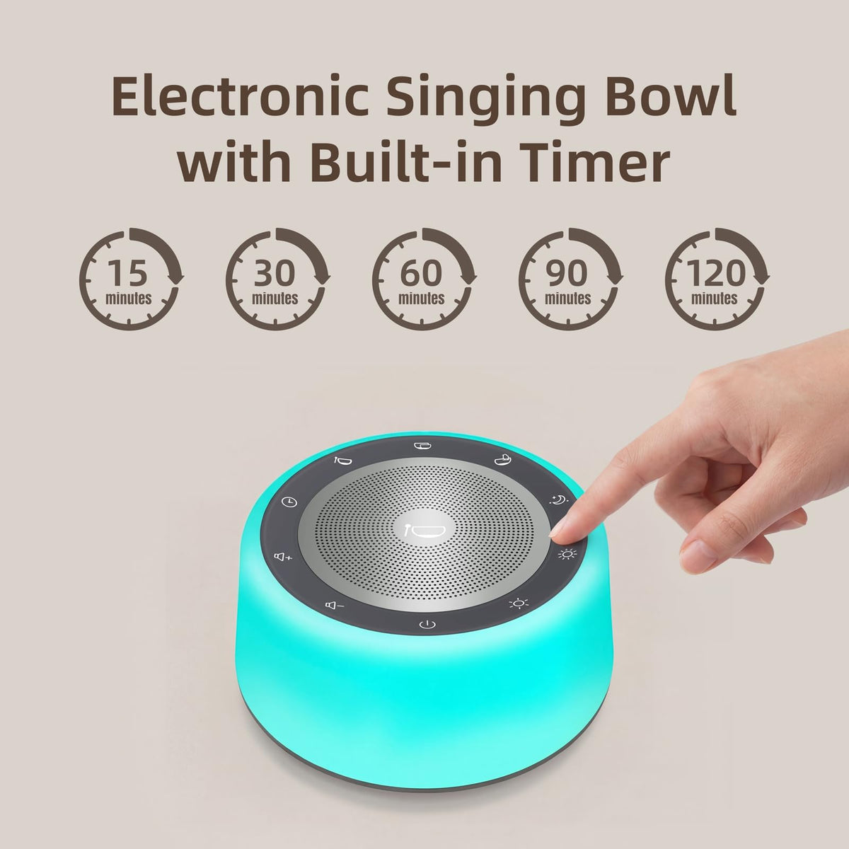 Automatic Tibetan Singing Bowl Sound Machine (Gray & Blue / Standard)