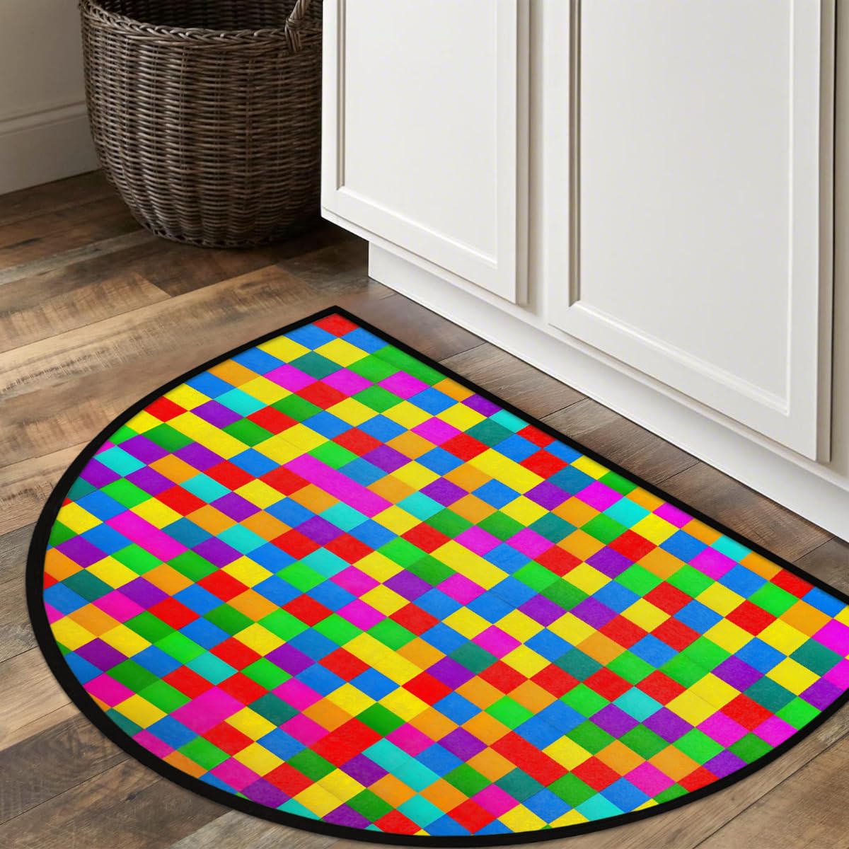 Rainbow Half Round Door Mat Semi Moon Rug Fireplace Carpet Area Rugs (Color12)
