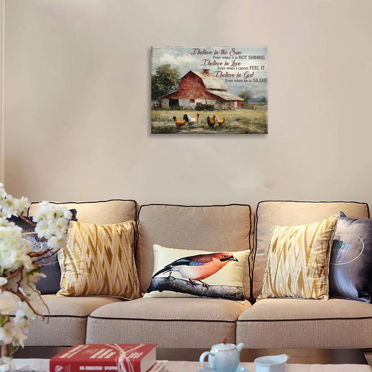 Farm Canvas Wall Art Rustic Farmhouse Print Painting Framed ArtWork 16"x24" (Farm / 24"L x 16"W)