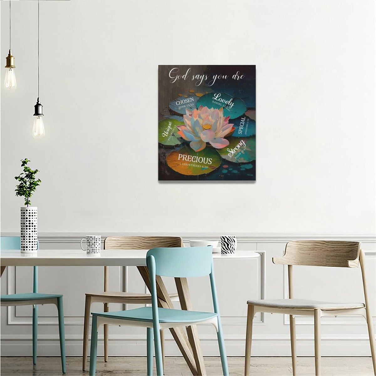 Lotus God Says You Are Wall Art Zen Scripture Pictures Wall Decor Religious Bible Verse Canvas Painting Home Modern Artwork Decorations Framed for Bathroom Living Room Bedroom Office 20 x 24 inch (24L" x 20W" / Lotus)