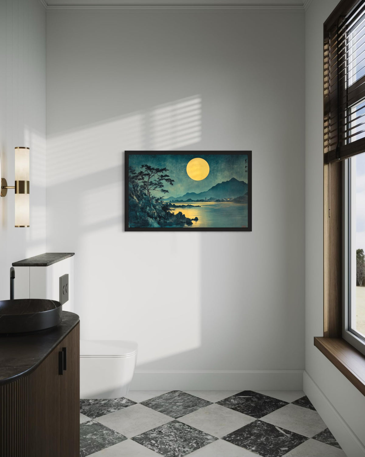 Moonlit Night Unframed Wall Art Print Poster (Moonlit Night / 36"L x 24"W)