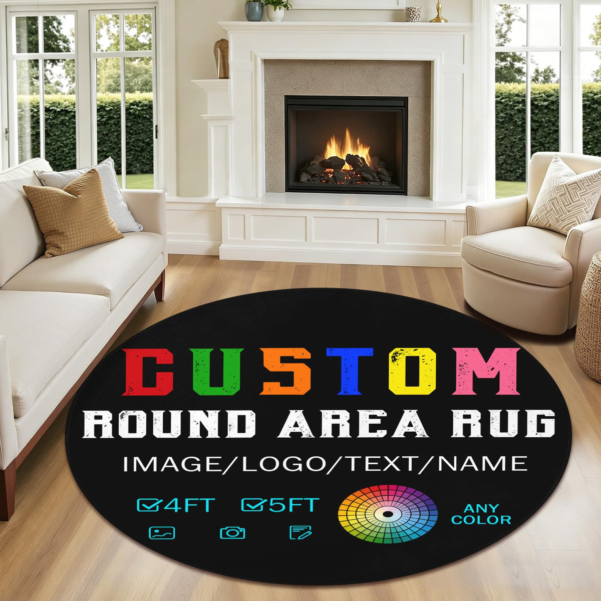 Custom Round Area Rug 4ft (A-custom / 4' (Round))